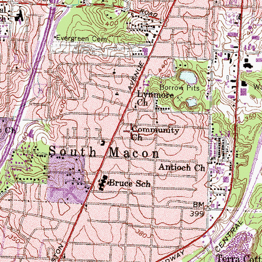 Topographic Map of Community Church, GA
