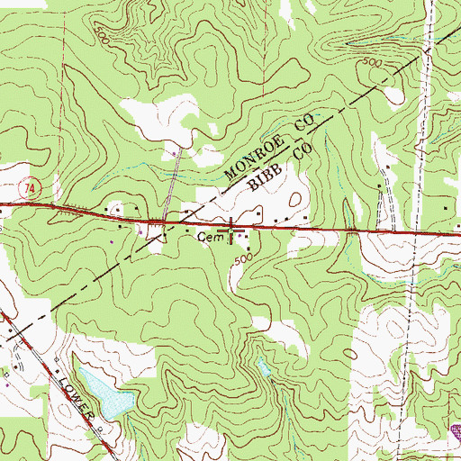 Topographic Map of Davis Cemetery, GA
