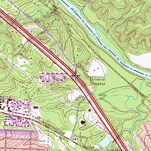 Topographic Map of Exit 55A, GA