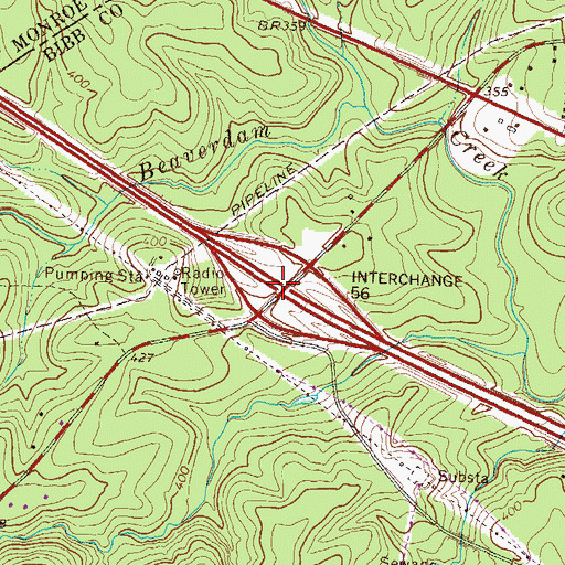 Topographic Map of Exit 56, GA