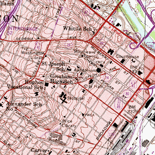 Topographic Map of First Baptist Church, GA