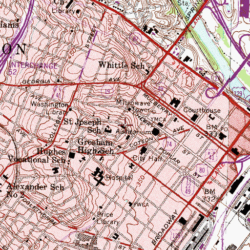 Topographic Map of First Baptist Church, GA
