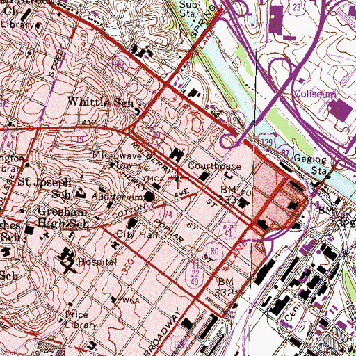 Topographic Map of First Presbyterian Church, GA