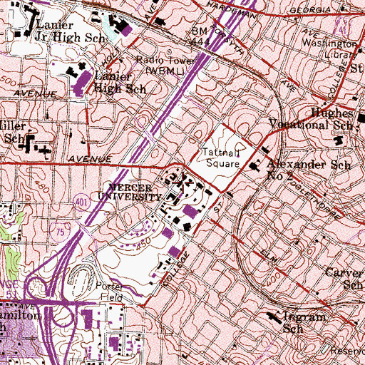 Topographic Map of Hardman Library, GA