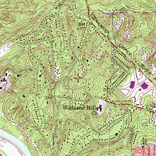 Topographic Map of Highland Circle, GA