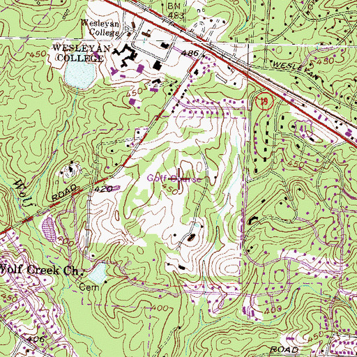 Topographic Map of Idle Hour Country Club, GA
