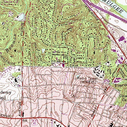 Topographic Map of Ingleside Village Shopping Center, GA
