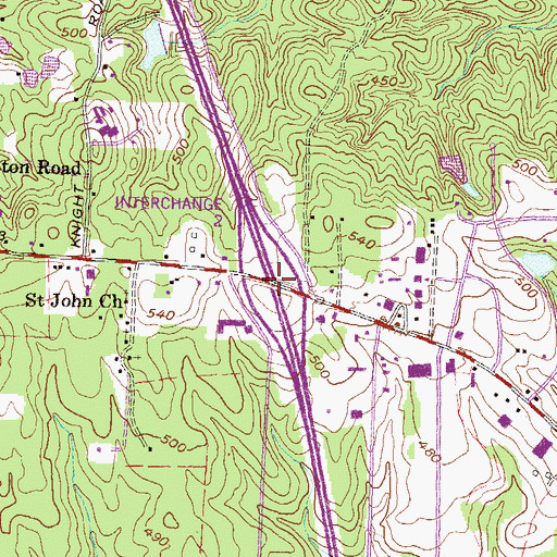 Topographic Map of Interchange 2, GA
