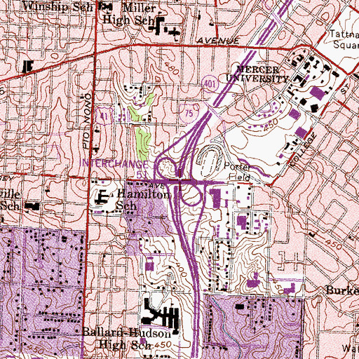 Topographic Map of Interchange 51, GA