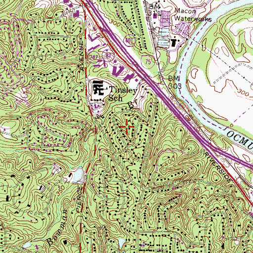 Topographic Map of Jackson Heights, GA