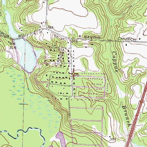 Topographic Map of Lake Sardis Estates, GA