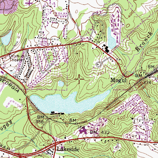 Topographic Map of Lakeside Park, GA