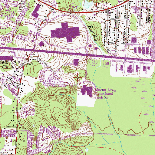 Topographic Map of Central Georgia Technical College - Macon Campus, GA