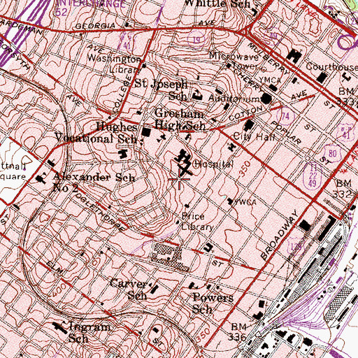 Topographic Map of Macon-Bibb County Health Center, GA