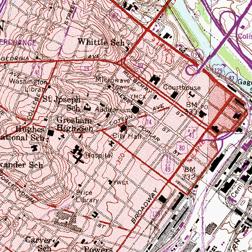 Topographic Map of Macon City Hall, GA