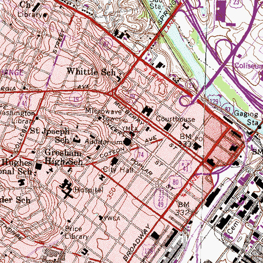 Topographic Map of Macon Health Center, GA