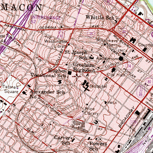 Topographic Map of Macon Historic District, GA