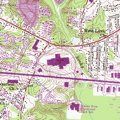Topographic Map of Macon Mall Shopping Center, GA