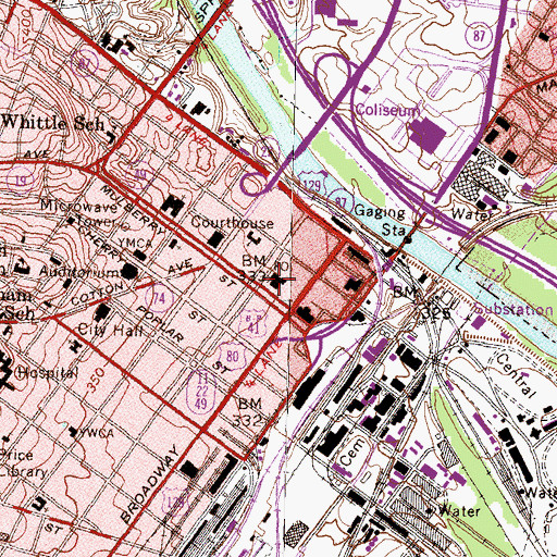 Topographic Map of Macon Post Office, GA