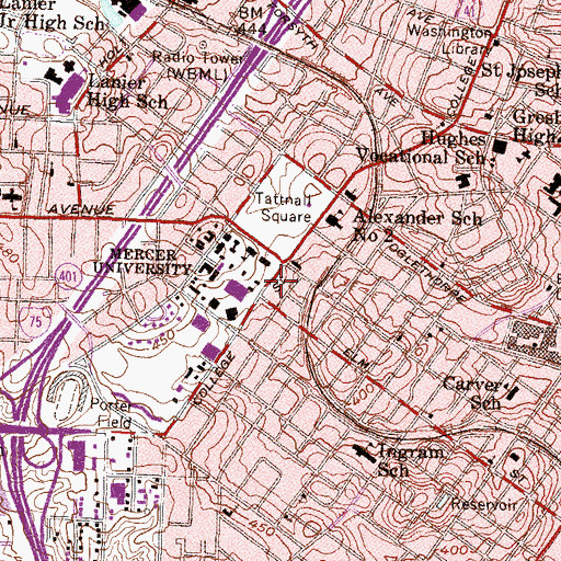 Topographic Map of Mary Erin Porter Hall, GA