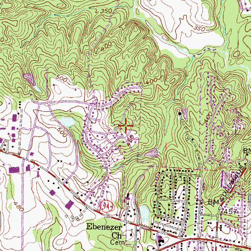 Topographic Map of Meadowbrook, GA