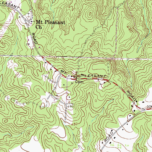 Topographic Map of Mount Pleasant Church, GA