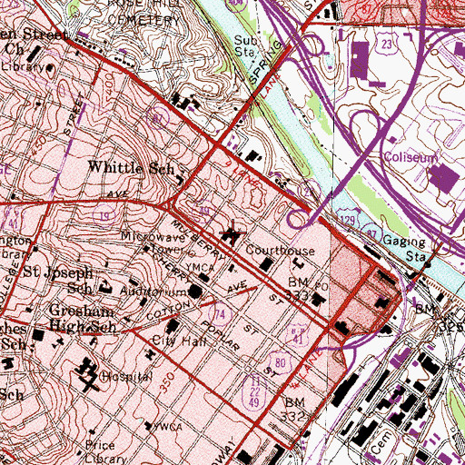 Topographic Map of Mulberry Street United Methodist Church, GA