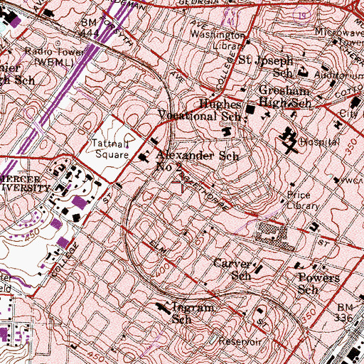Topographic Map of Oglethorpe Homes, GA
