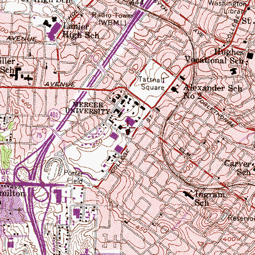 Topographic Map of Penfield Hall, GA