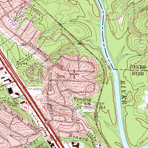 Topographic Map of Pine Forest, GA