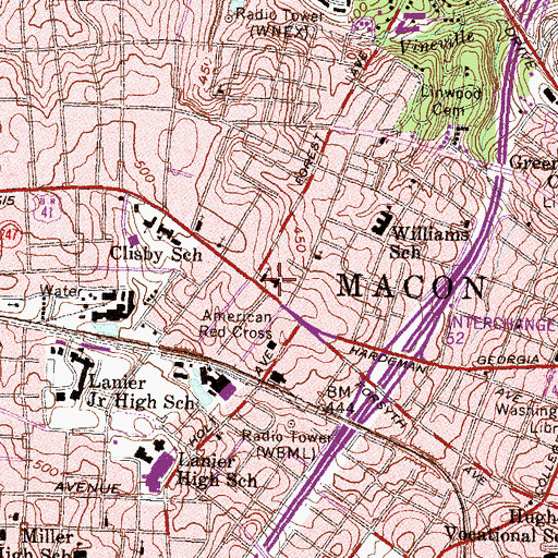 Topographic Map of Saint Peter Claver School, GA