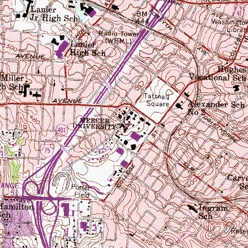 Topographic Map of Sherwood Hall, GA
