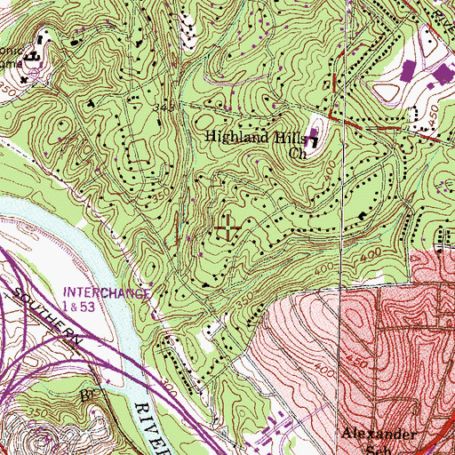 Topographic Map of Shirley Hills, GA