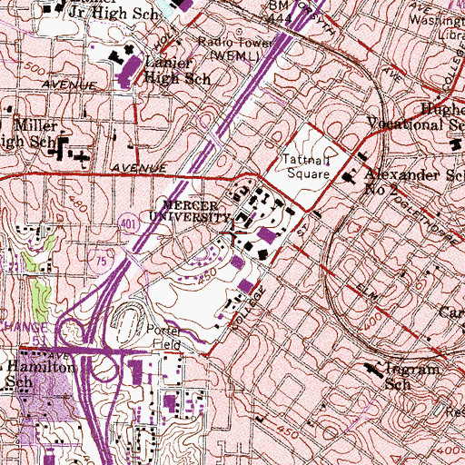 Topographic Map of Shorter Hall, GA