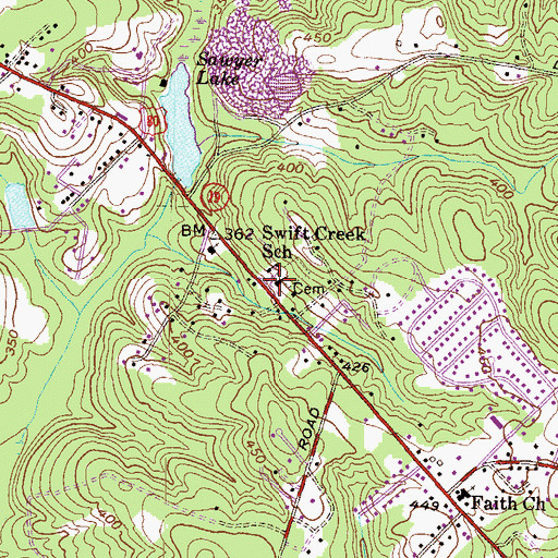 Topographic Map of Swift Creek Baptist Church, GA