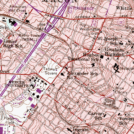 Topographic Map of Tattnall Square Presbyterian Church, GA