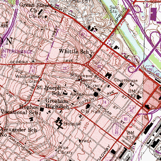 Topographic Map of Temple Beth Israel, GA