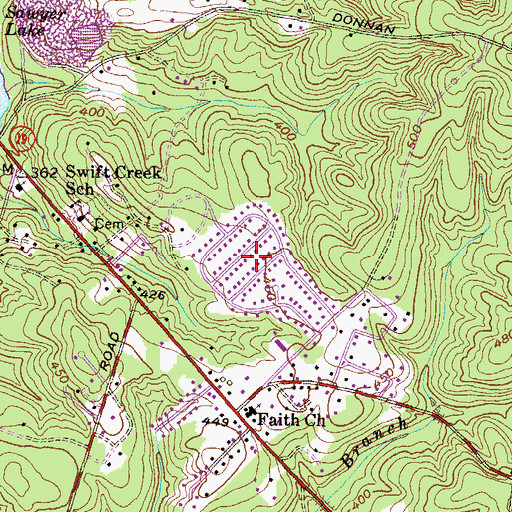Topographic Map of Thornton Heights, GA