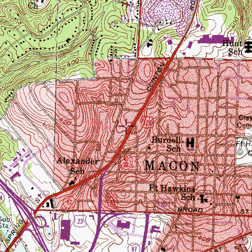 Topographic Map of Town and Country Shopping Center, GA