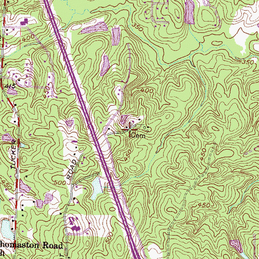 Topographic Map of Tucker Cemetery, GA