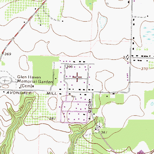 Topographic Map of Three Oaks, GA