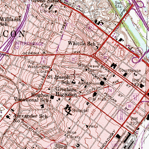 Topographic Map of Washington Avenue Presbyterian Church, GA