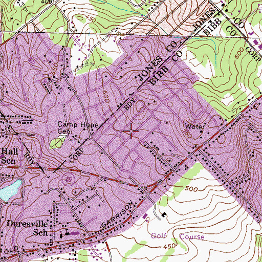 Topographic Map of Weaver Heights, GA