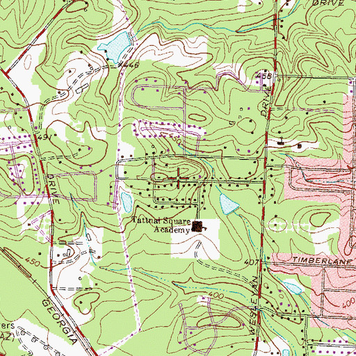 Topographic Map of Wesleyan Estates, GA