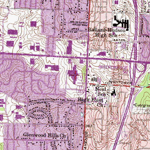 Topographic Map of Westgate Mall Shopping Center, GA