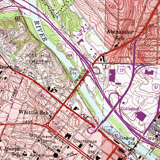 Topographic Map of William L Stribling Bridge, GA