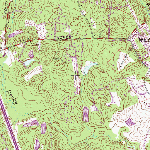 Topographic Map of Wimbledon Woods, GA