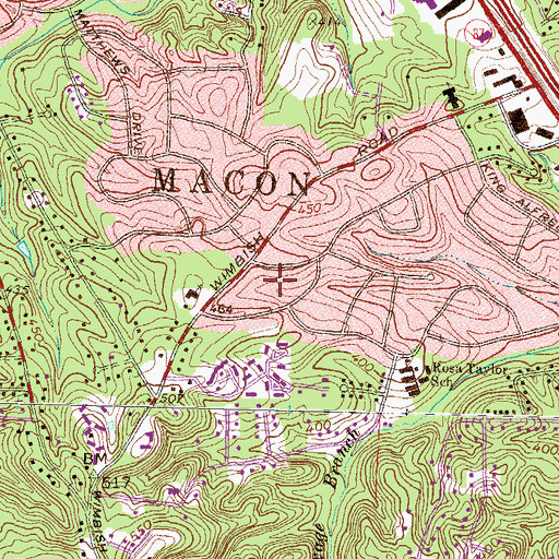 Topographic Map of Wimbish Hills, GA