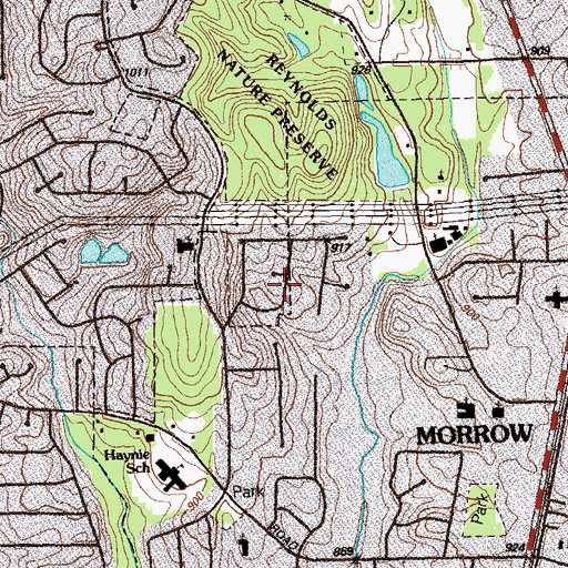 Topographic Map of Beverly Hills, GA