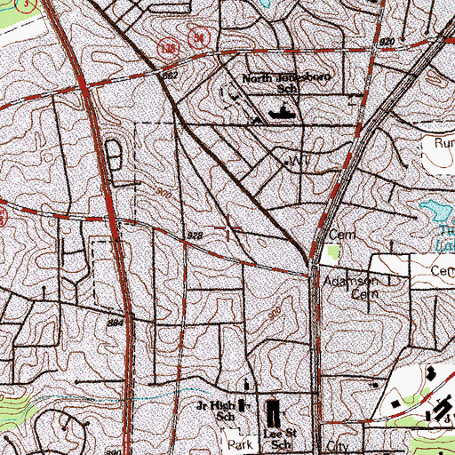 Topographic Map of Charlotte Woods, GA